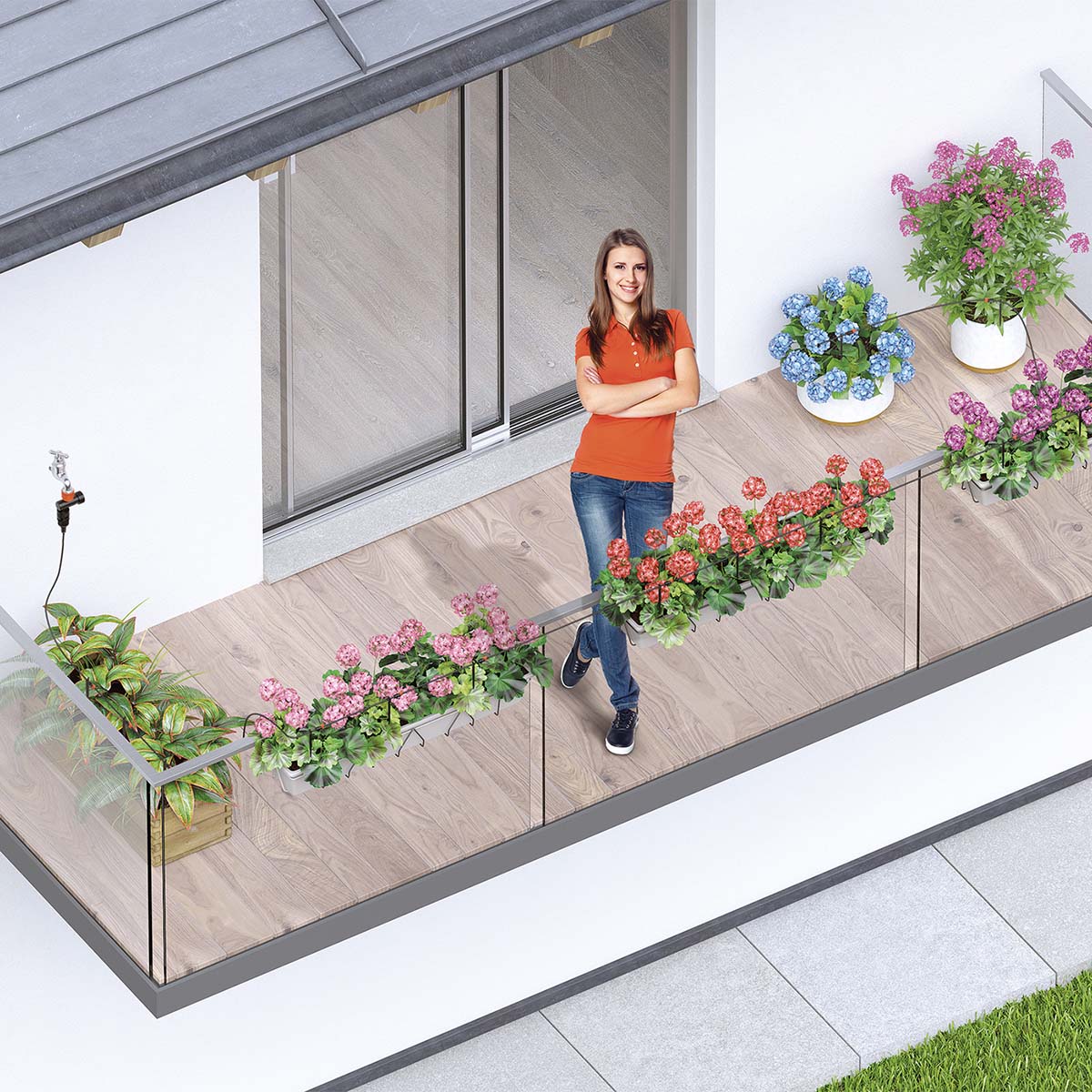 GARDENA Kit de micro riego por goteo para macetas y terrazas 15 plantas de  fácil instalación (13401-20)