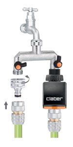 Sortie de robinet 2 voies claber - 9602 laiton - 3/4 - rapide-métal-jet
